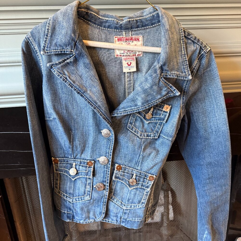 True Religion Jackie Big T Denim Jacket Size Medium